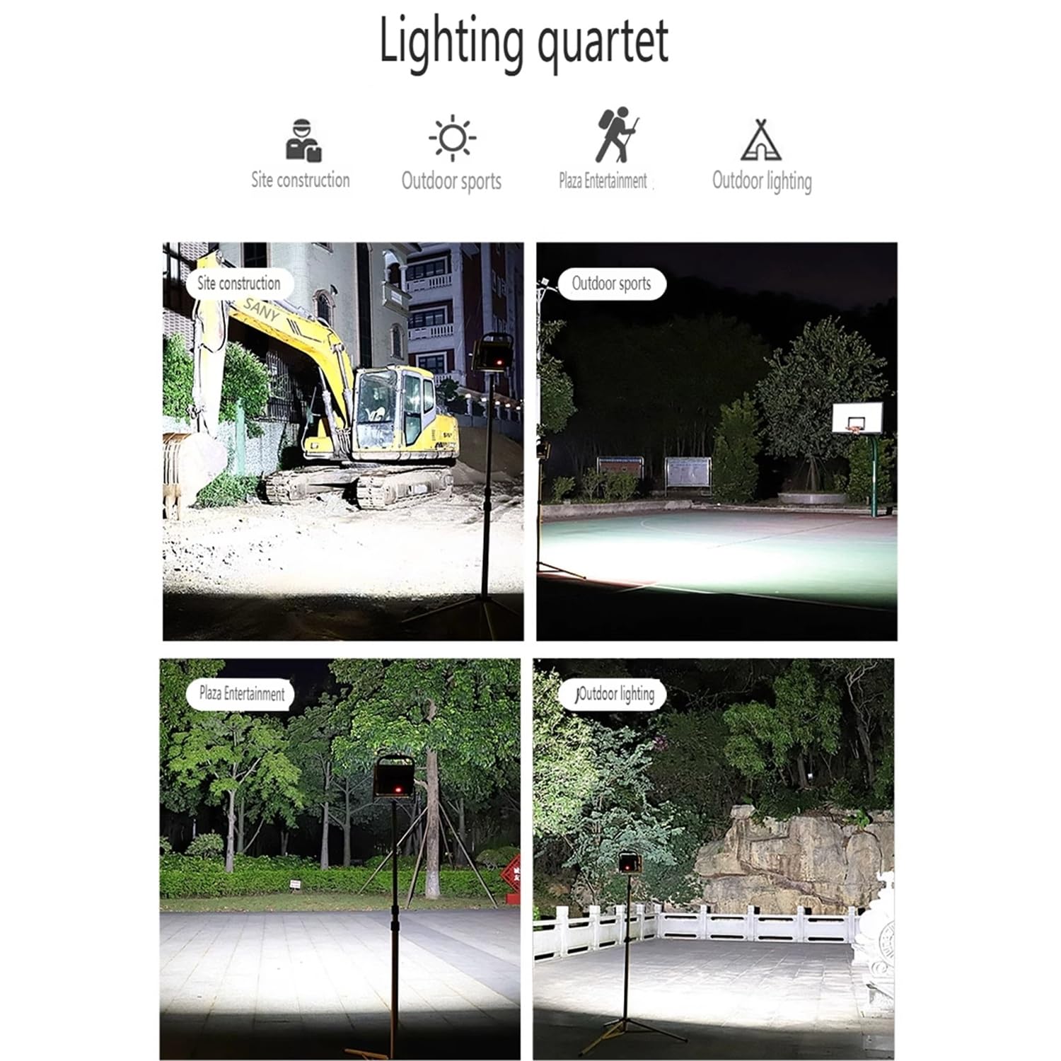 Faretto led da esterno super luminoso 600W 800W, luci di sicurezza portatili IP66 impermeabili, lampada da campeggio con luce potente, illuminazione di emergenza per cantieri edili(600W)
