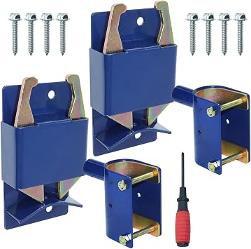 2 Pack S16100300 Heavy Duty Two Way Gate Latch, 1-5/8" to 2" Diameter Round Tube Gate, Blue, Two Way Fence Gate Latch for Metal Gates, Farms, Ranches, Pastures, Included Screws and Screwdriver