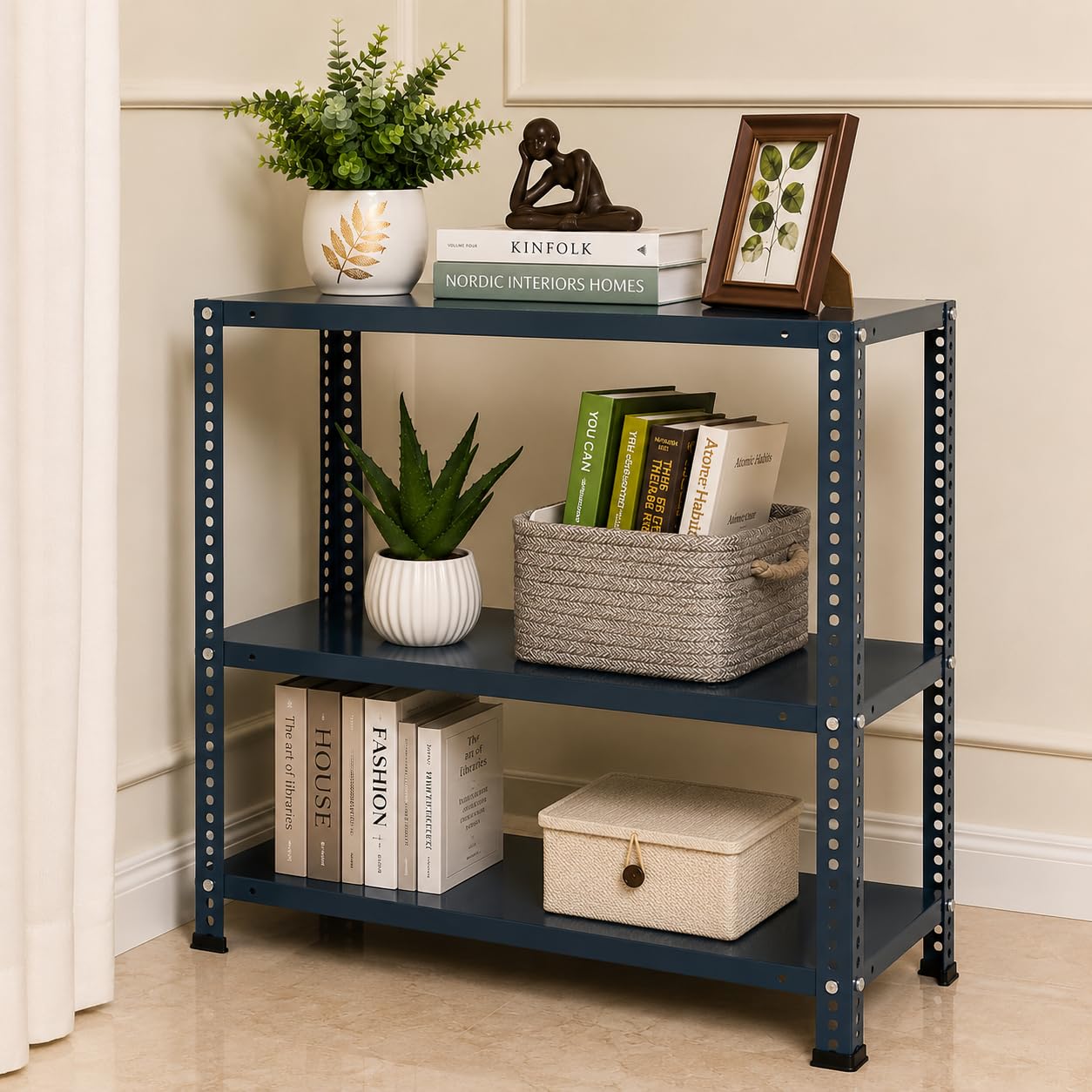 Pure Source India Iron Matte Finish Adjustable Display Rack for Home Office & Gym Use (3 FT, 3 Shelf)-image-17