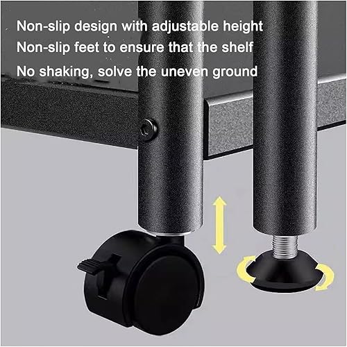 Miniatura 4 de Estantes de almacenamiento de cocina, estantes de metal ajustables para almacenamiento de despensa con ruedas rodantes, estante de almacenamiento