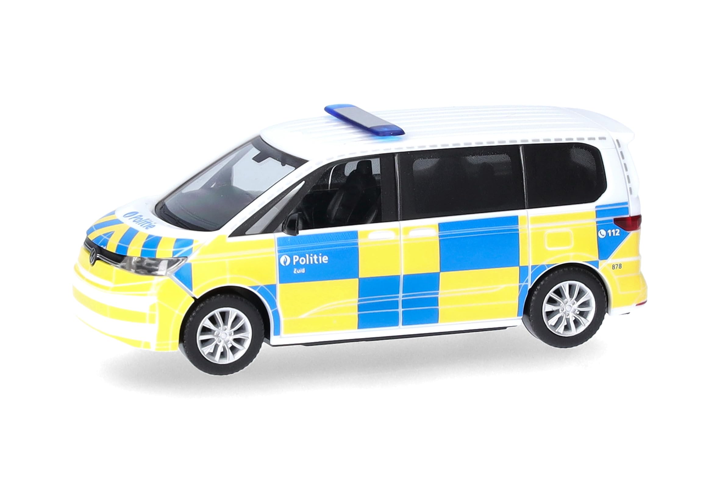 Herpa car model VW Multivan (2022) "Politie/Police" (Belgium), on a scale of 1:87, plastic miniature, made in Germany, model building, collectors edition