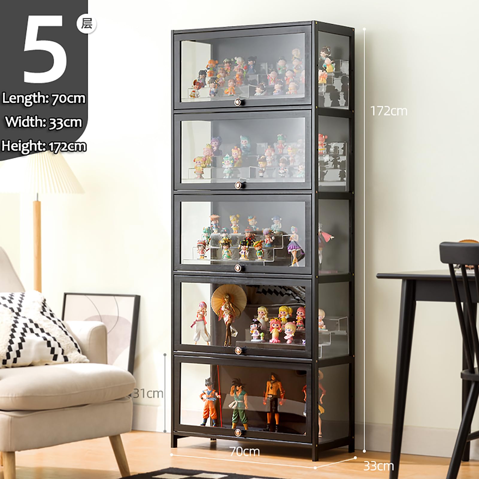 Acryl vitrinekast voor verzamelobjecten, stofdichte vitrine voor woonkamer en kantoor, multifunctioneel ontwerp, doorzichtige acryl vitrine voor presentatie van items Acryl vitrinekast voor verzamelobjecten, stofdichte vitrine voor woonkamer en kantoor, multifunctioneel ontwerp, doorzichtige acryl vitrine voor presentatie van items