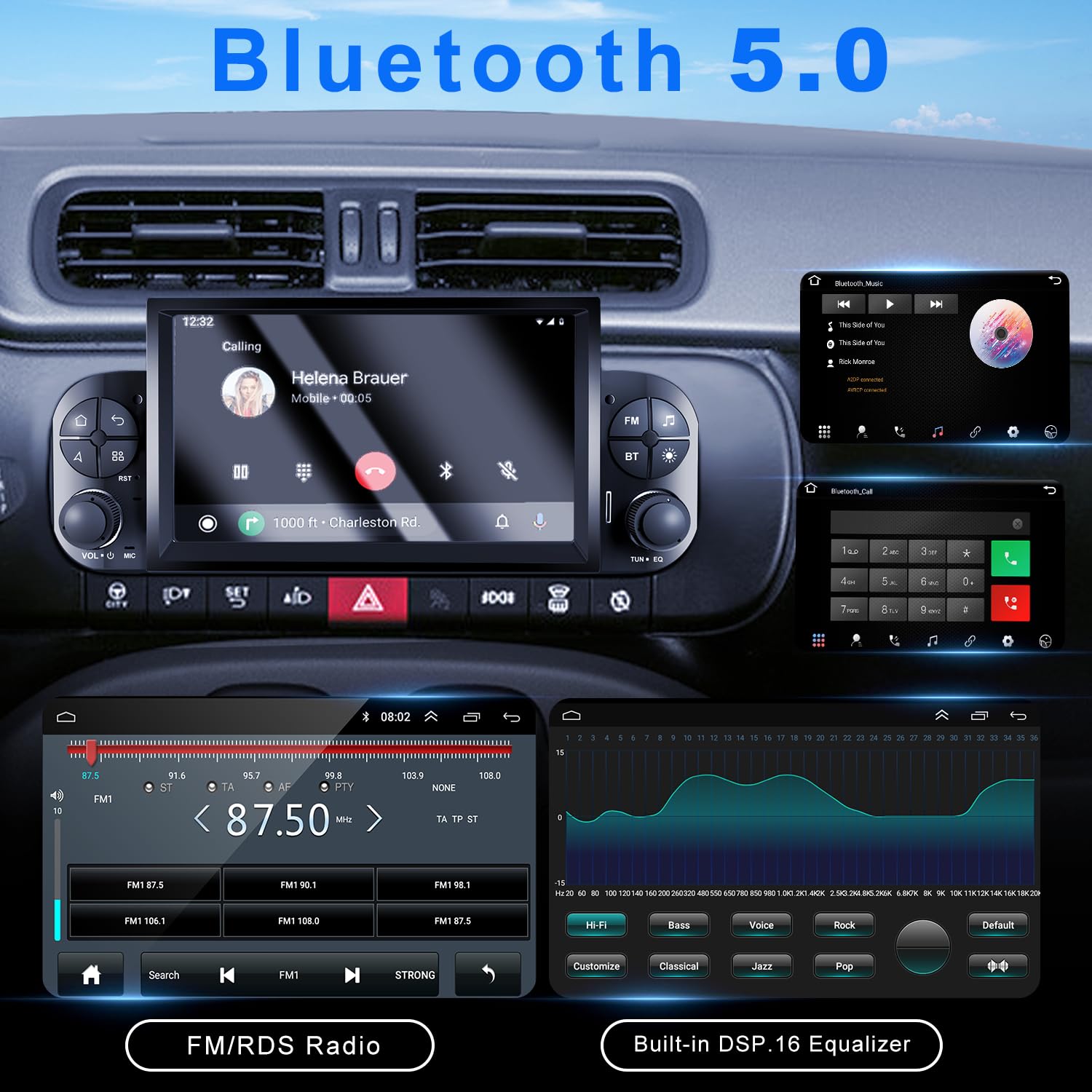 Autoradio per Fiat Panda 319 (2013-2020) con Android Auto e CarPlay Wireless, RDS Car Radio Bluetooth Android Stereo con telecamera retromarcia/Microfono/Canbus Box/WiFi/App Store 2G+32G