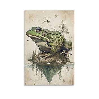 蛙 カエル 原画 アート 絵画 画家 インテリア ハンドメイド イラスト 緑 Amazon.co.jp: 絵画 緑のカエルのシンプルな絵インテリア 絵画