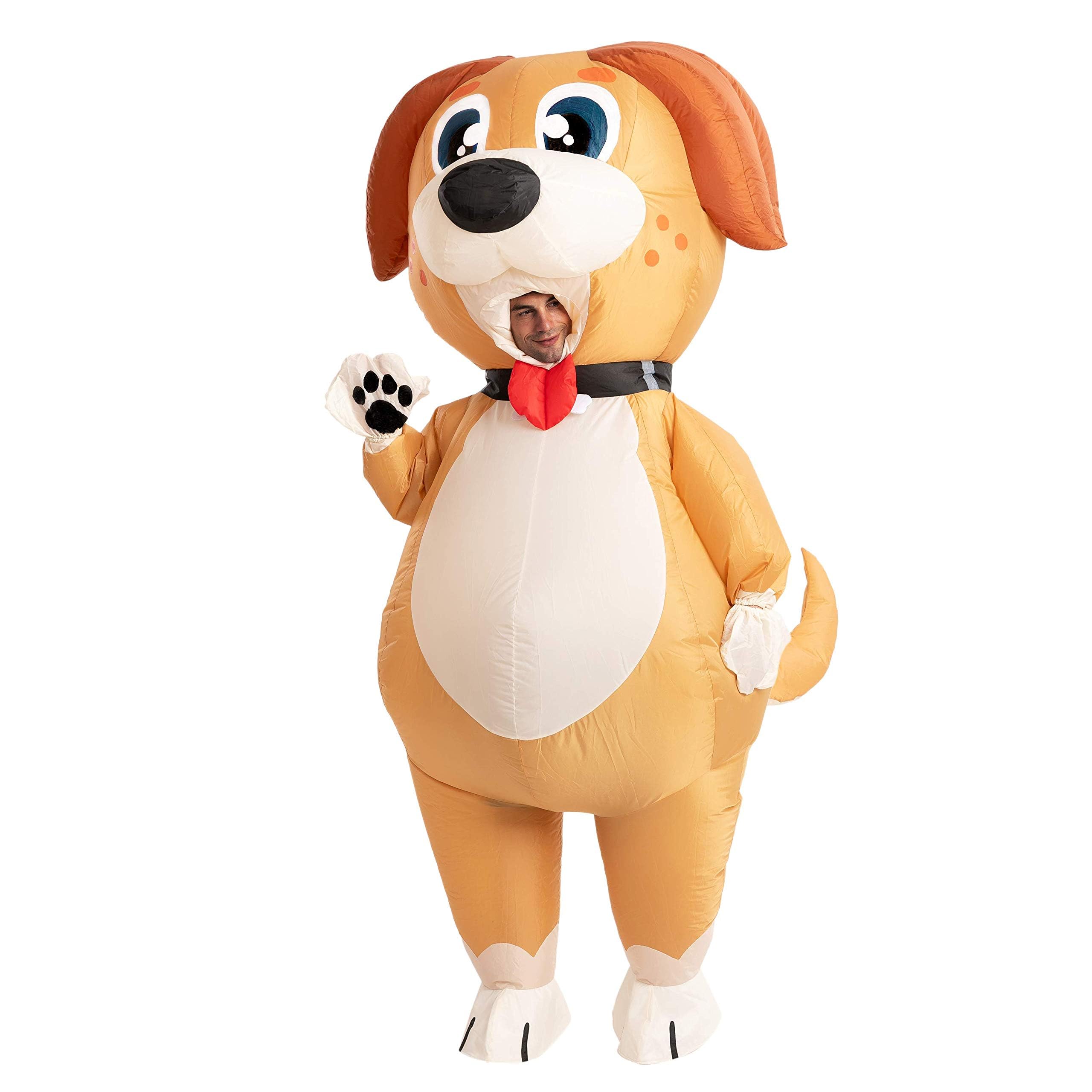 spooktacular creations inflatable halloween costume adults full body puppy inflatable costume with a pair of gloves funny halloween blow up costume animal for halloween pet parties