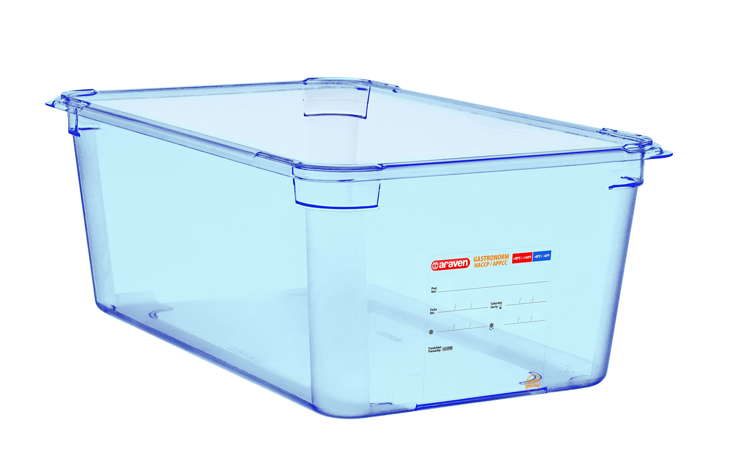 Araven GP591 ABS GN 1/1 contenedor de almacenamiento de alimentos, 200 mm x 530 mm x 325 mm, color azul
