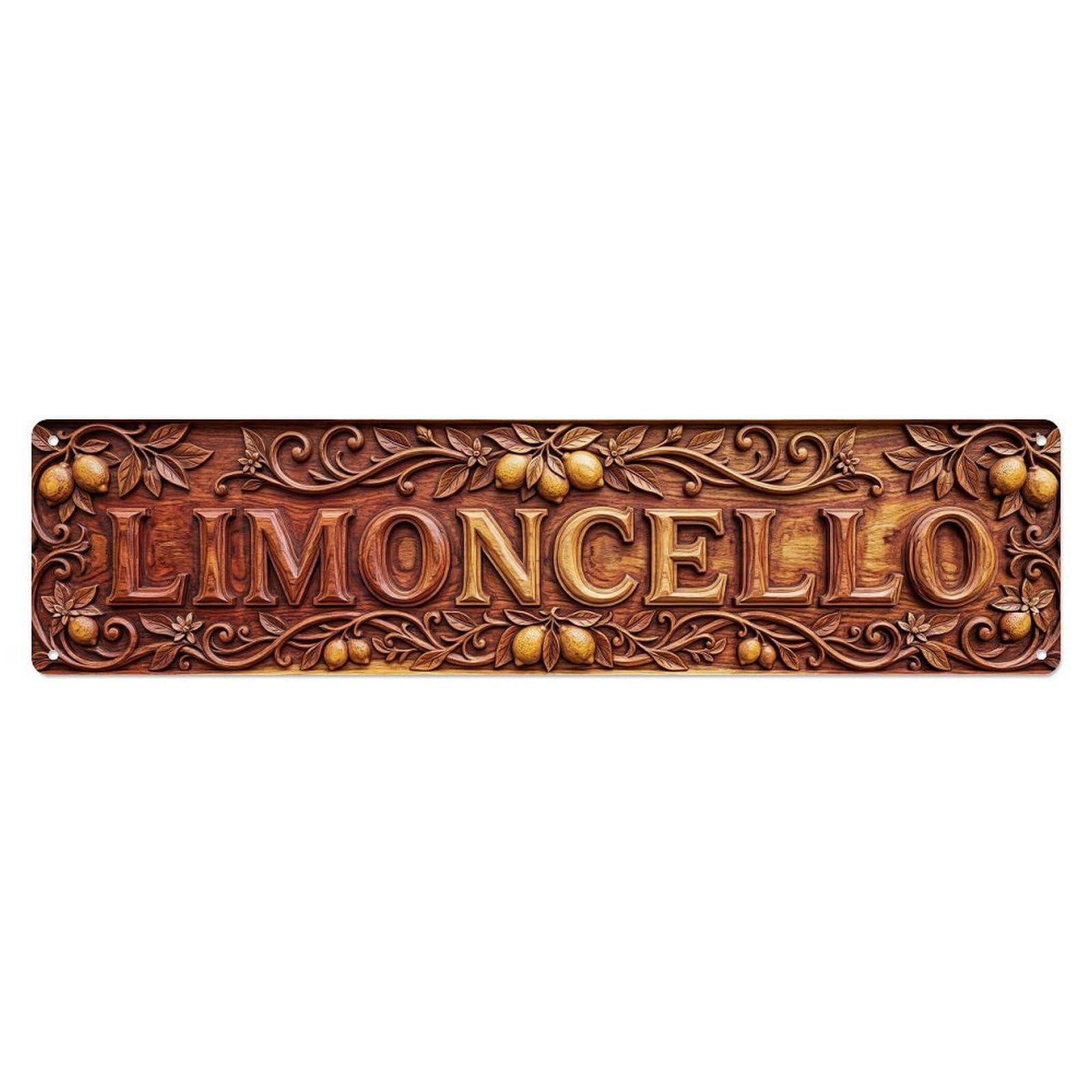 Vintage Limoncello Carved Rosewood Kitchen Metal Tin Sign Plaque Wall Decor for Cafe, Club, Garden Metal Poster 4x16Inch