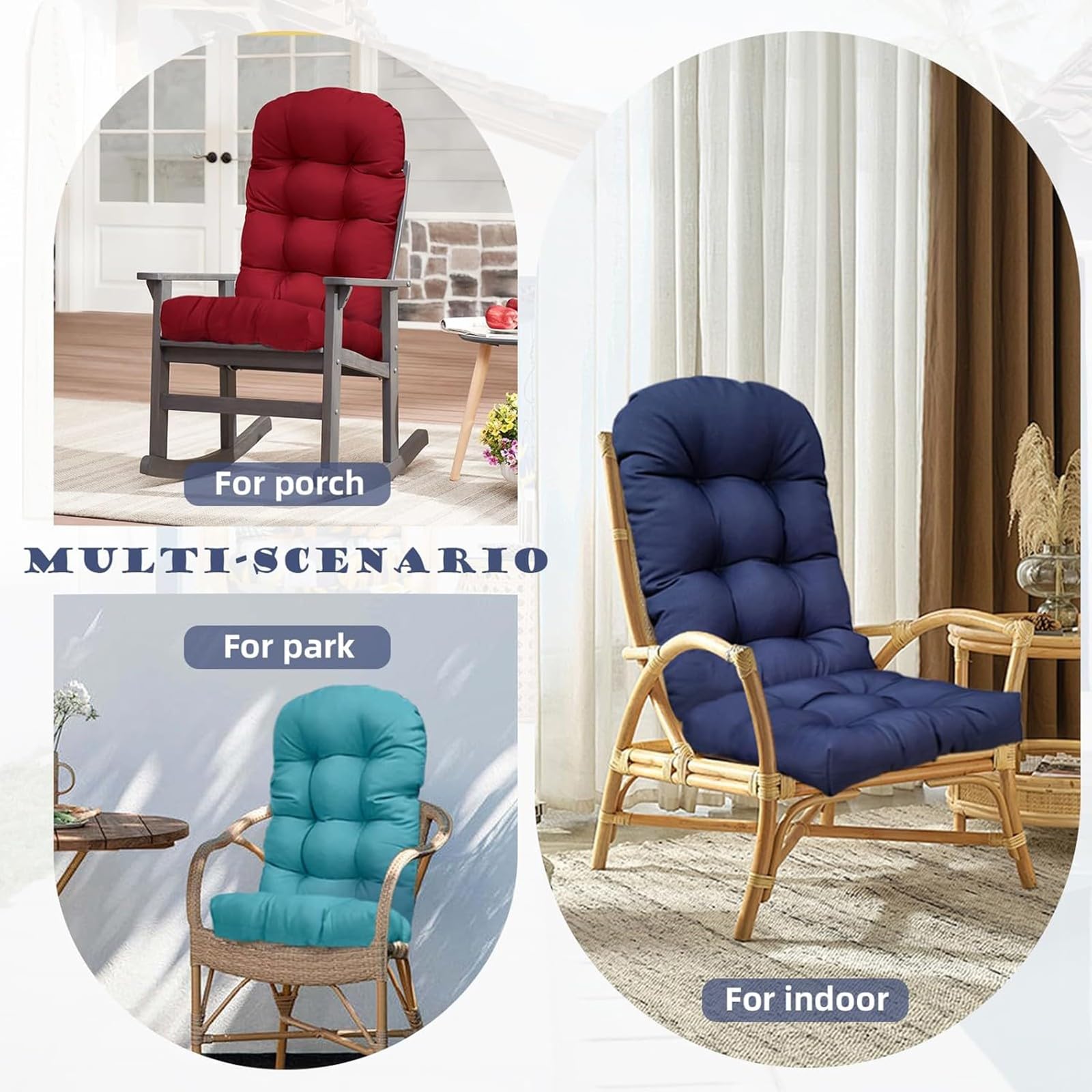 Cojines impermeables para mecedora, elegante almohada para asiento y respaldo para muebles de interior/exterior (estilo 2), cojines cómodos y duraderos para decoración del hogar