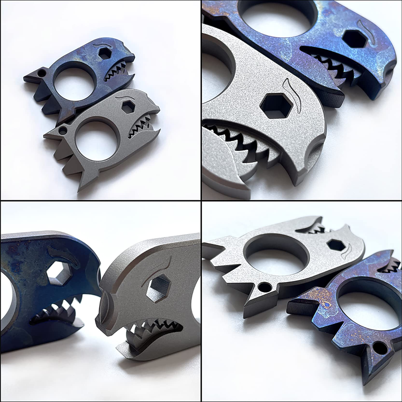 EDC Levier avec décapsuleur clé en titane multi-outil de poche de requin pour camping, randonnée, pêche, survie en plein air (couleur éblouissante)