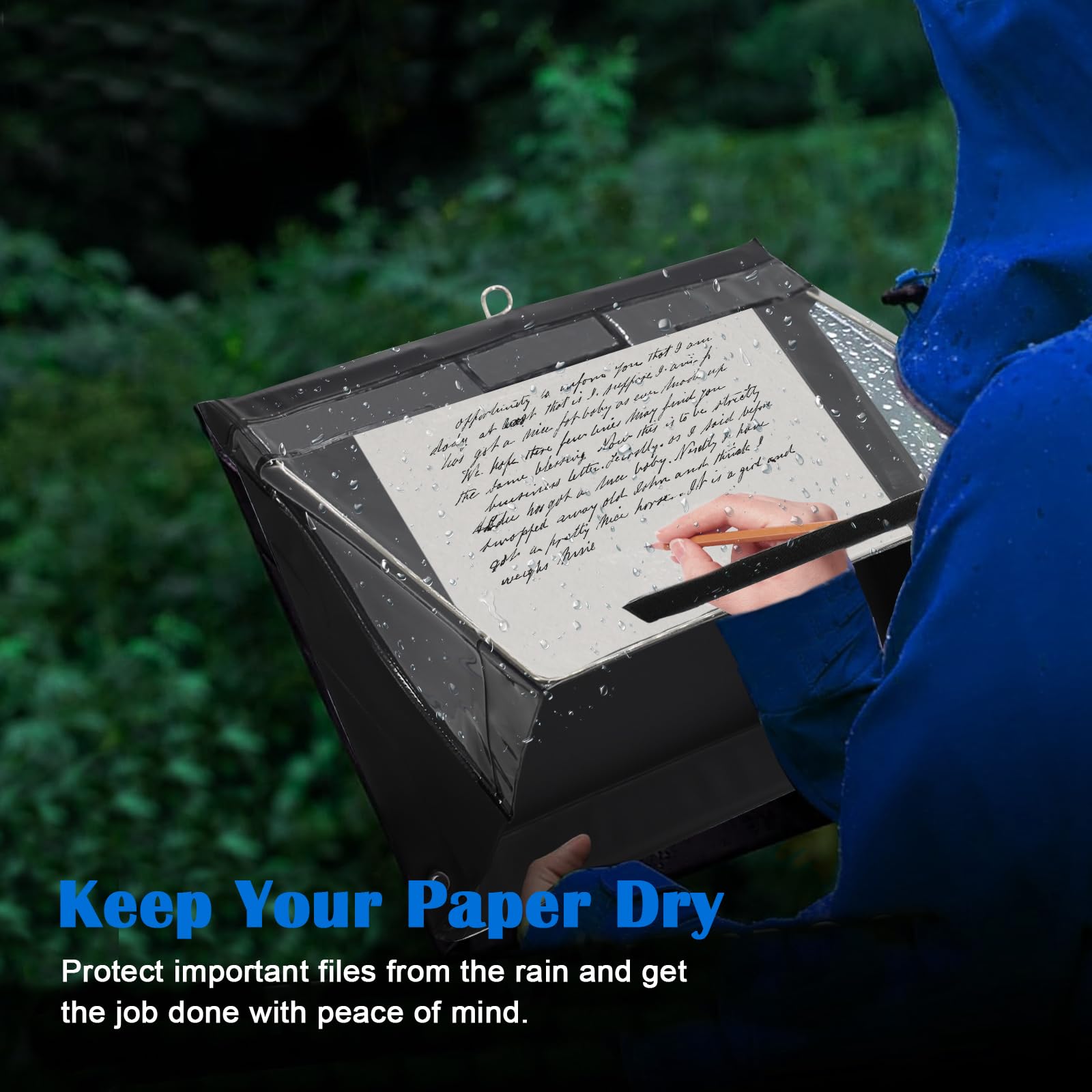 XHDA Waterproof Clipboard A4, Outdoor Waterproof Clipboard with Transparent PVC Screen to Protect Documents from Rain - Image 4