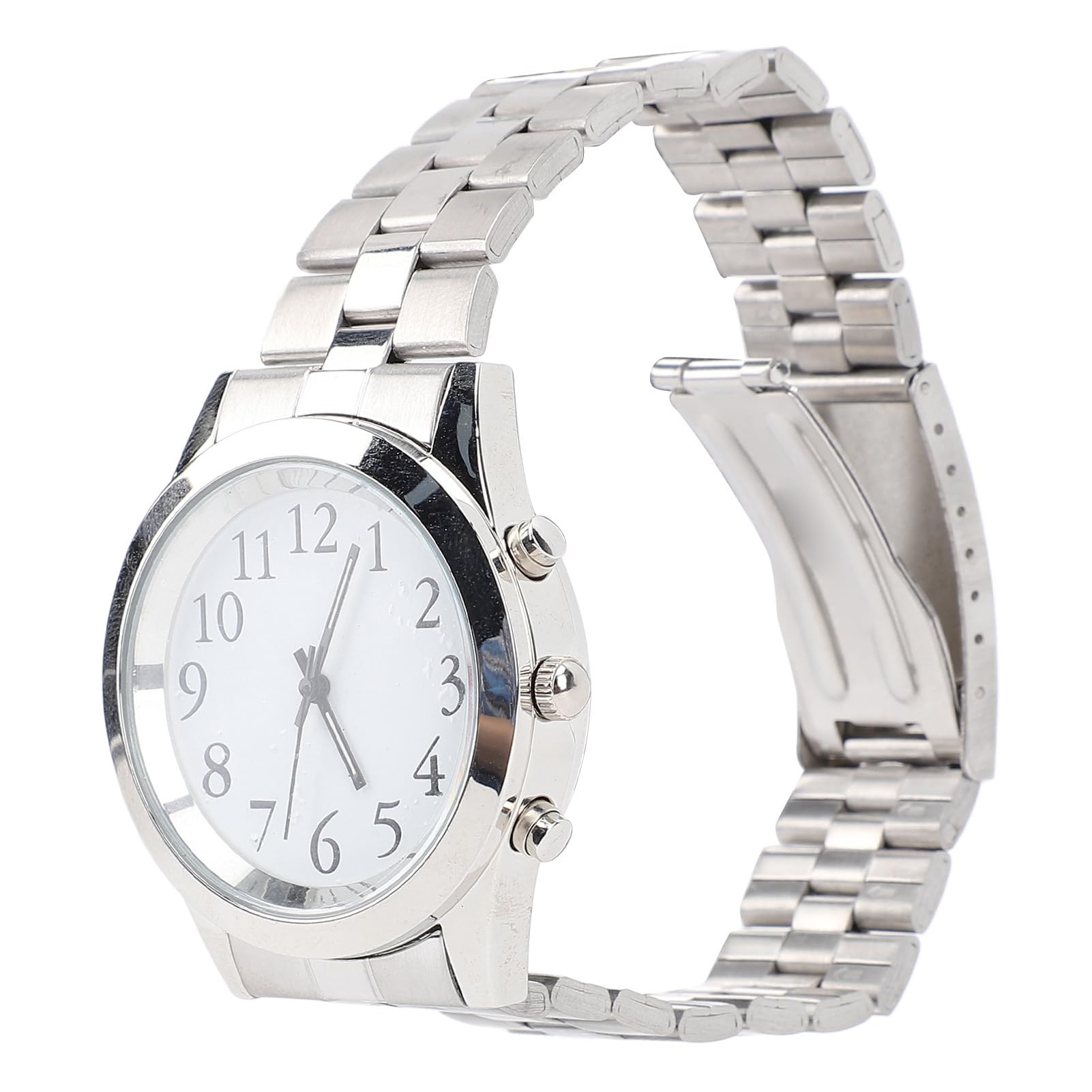 Pilipane Montre parlante, réveil vocal fort et clair, rappel, bracelet élastique en acier inoxydable, grand cadran pour personnes âgées aveugles et malvoyantes