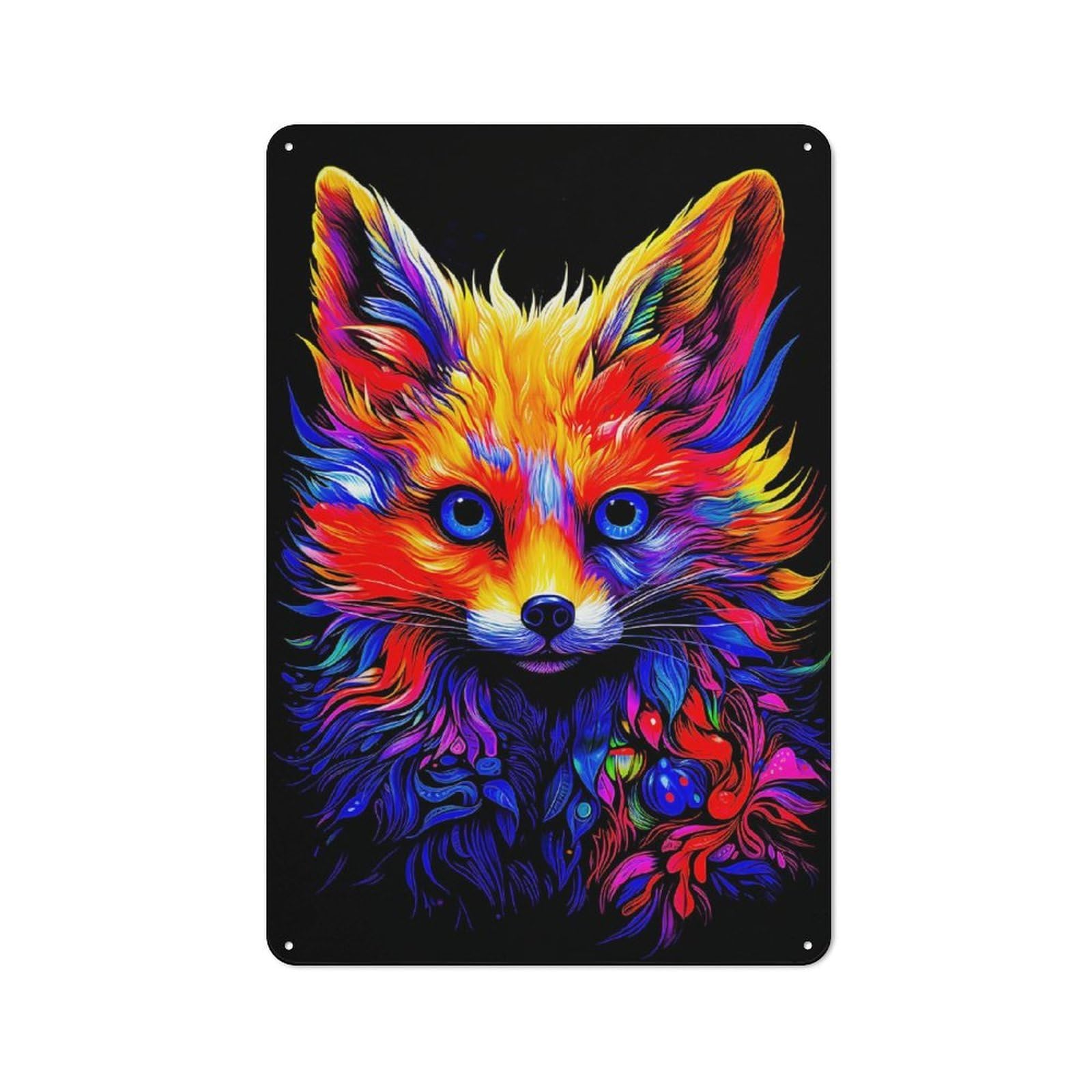 Junmoney Fox Vibrant Vintage Tin Sign 30X20cm For Home Office Or Studio, For Vintage Wall Decor Fans, For Cafés, Pubs And Restaurants
