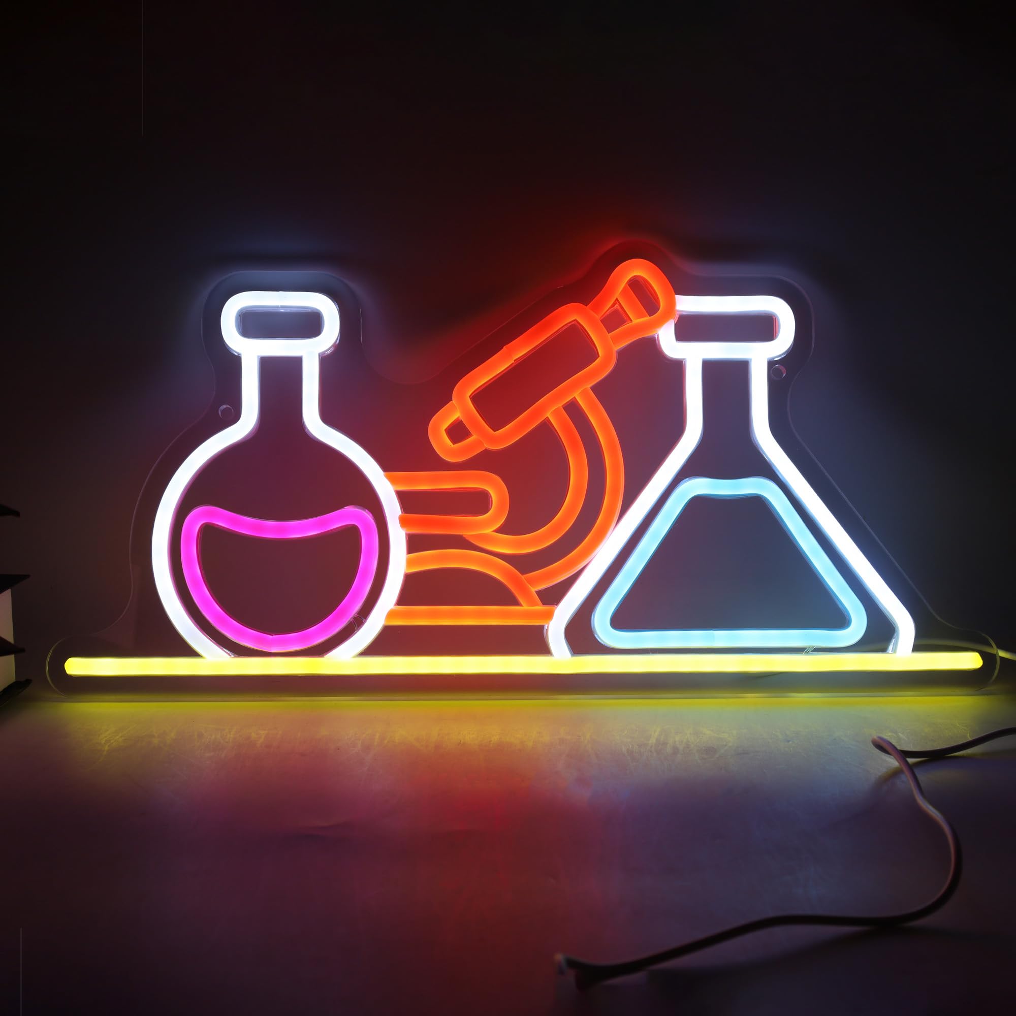 Insegna al neon per laboratorio scientifico, luci al neon per decorazione di laboratorio di chimica, fiaschetta LED alimentata tramite USB, per aule, laboratori medici, decorazioni per feste, regalo