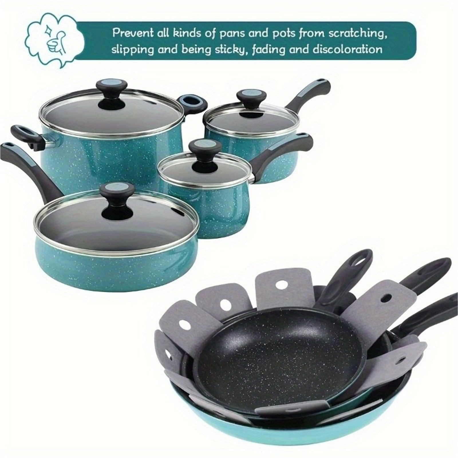 24 Uds Protectores de ollas y sartenes, divisores Utensilios Cocina 4 tamaños Diferentes, Almohadillas separadoras apilables, for Proteger S per Pentole