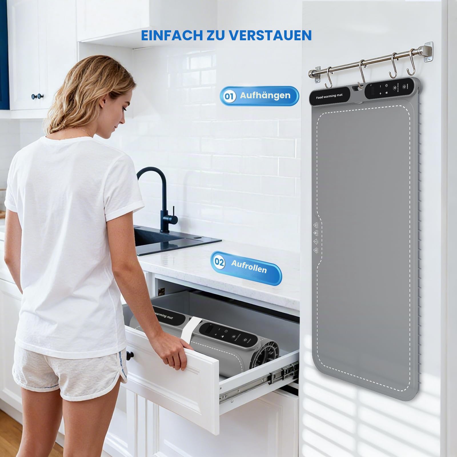 Elektrischer Speisenwärmer, tragbar, faltbar, aus Silikon, 40-100 °C, leicht zu reinigen, mit Nano-Material, für Buffet, Party, Auftauen