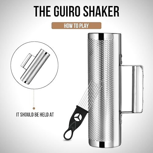 Miniatura 4 de Soulmate Acero inoxidable 12" 4" con raspador Guiro Instrumento de percusión latina profesional, acompañamiento de banda herramienta