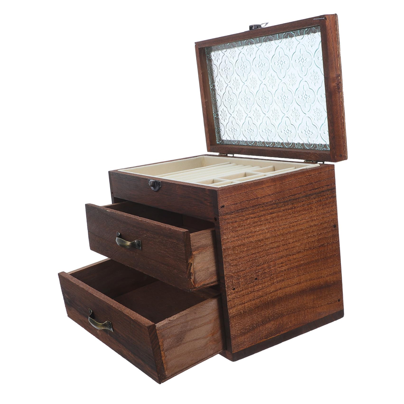Ciieeo Holz Kosmetik Organizer mit Schubladen für Waschtischplatte, Kaffee