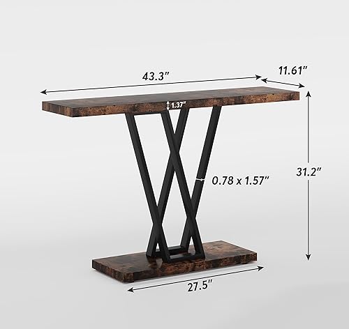 Miniatura 2 de VANOMi Mesa consola de 43 pulgadas, mesa de pasillo industrial para entrada, mesas de entrada para puerta delantera, mesa de sofá estrecha para sala