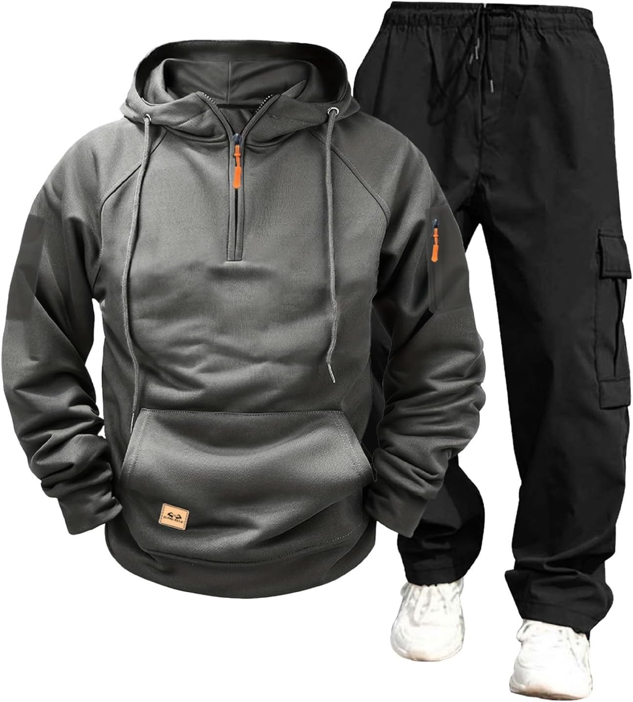 Men's Tracksuits Outfits Set Quarter Zip Tactical Hoodie and Cargo Sweatpants Fall Winter OutdoorHiking Jogging Suits