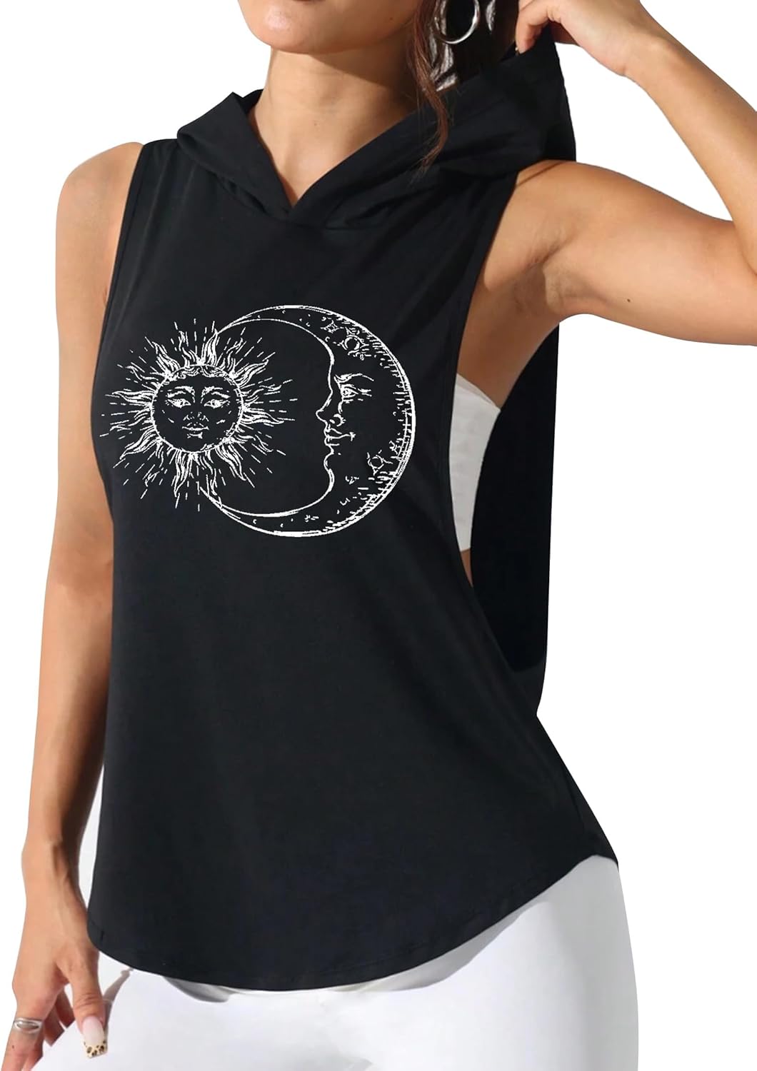 Remidoo Women’s Sleeveless Hoodies Workout Tank Tops Activewear Open Side Shirts