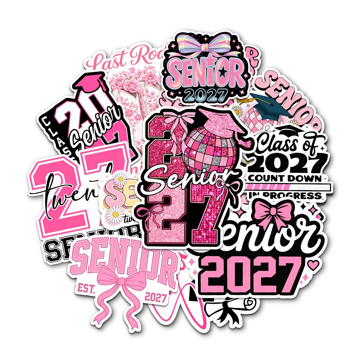 Photo 1 of 12Pcs-3" Senior 2027 Sticker Pack Cute Girly & Boy High School Stickers for Student Senior Stickers Graduation Class of 2027 Gift College Student Decoration Decal for Laptop Bottle Tablet Case
