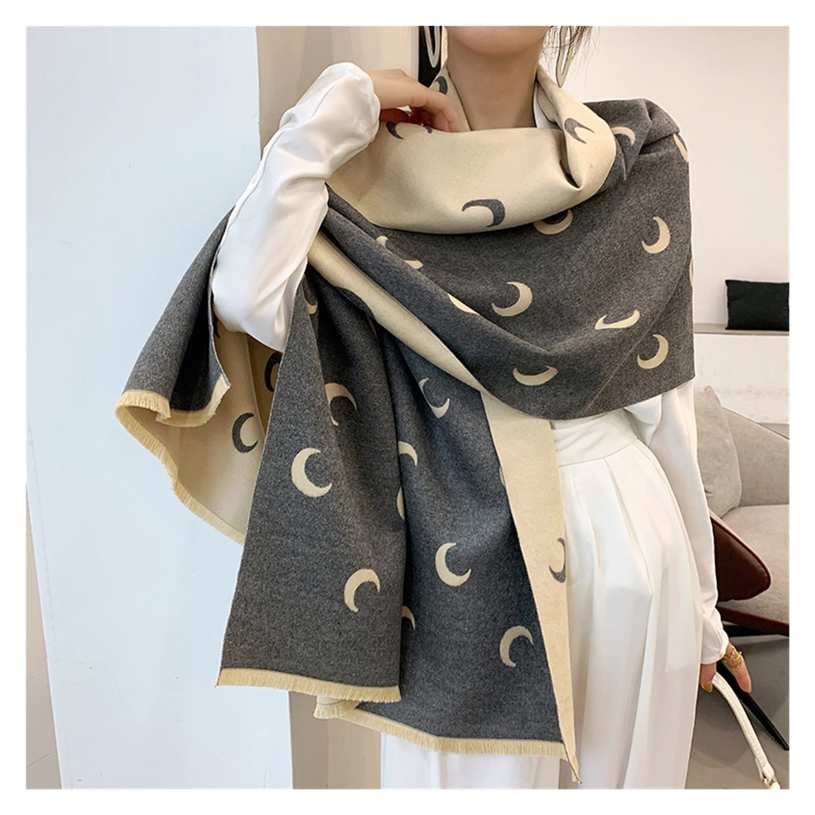 Sciarpa Calda Sciarpa Lusso Hijab Inverno Cashmere Spesse Scialle e Donne Calde Bandana Sciarpe Pashmina Foulard for Matrimoni Regali da Donna per La Vita Quotidiana(B)