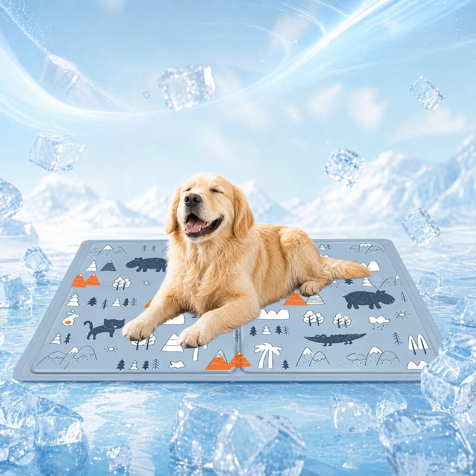 Alfombrilla Refrescante para Mascotas,Manta Refrigerante Perro,Cama Frio Animales Colchon Mascotas para Verano,Alfombrilla Refrescante Cojín de Gel Auto Refrigerante Impermeable-40x50cm/Gris