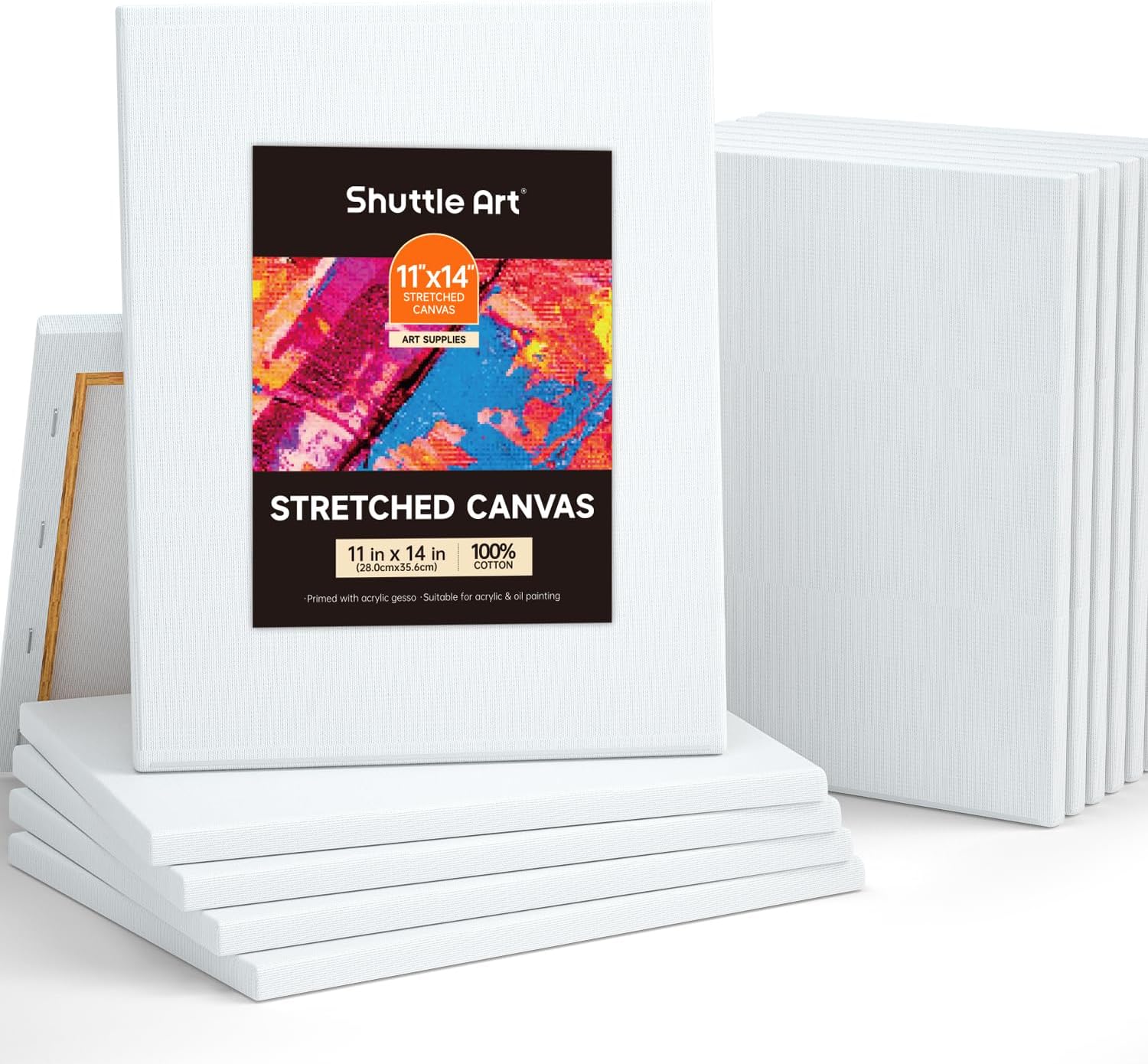 idoobi 8 Pack 11x14 Stretched Canvases for Painting 100