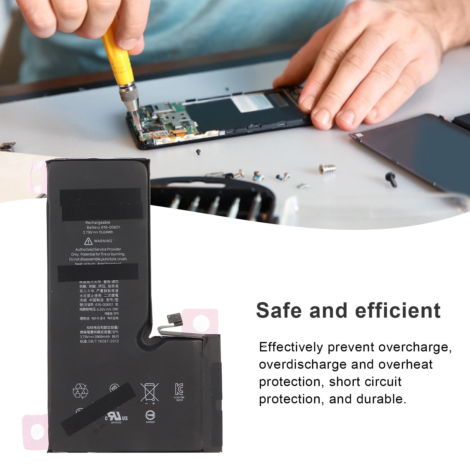 Batterij voor for 11 ProMax, 4352mAh Batterijvervanging met Hoge Capaciteit voor for 11 ProMax Model A2218 A2161 A2220, 0 Cyclus Reservebatterij, met