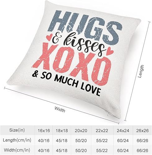 Miniatura 2 de Love Heart Throw Cushion Cover Case XOXO Hugs and Kisses XOXO and So Much Love Decorative Pillow Cover Linen Square Zipped Pillow Case for Couch Bed
