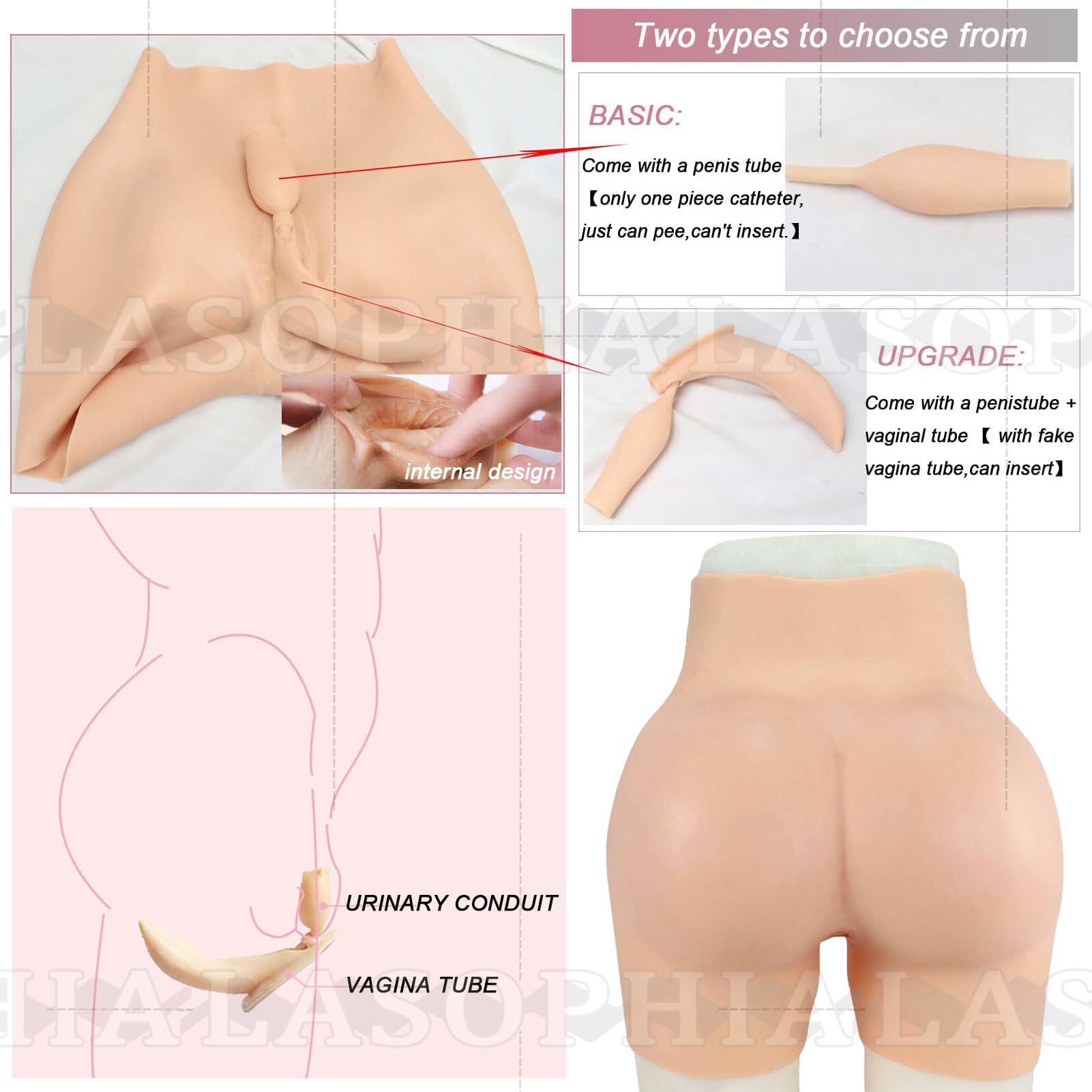 Silikon-Dummy-Vagina-Panty Falsche Muschi Hüftverstärker Unterwäsche Po-Lifter Body Shaper Push-Up-Panty für Drag Queen