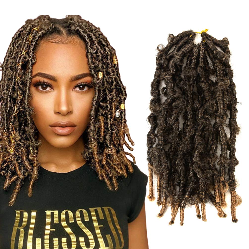 Amazon.com: 12Inch Butterfly Locs Crochet Hair 6 Pack Short Bob Butterfly  Locs Hair T27# Pre Looped Distressed Locs Braids Hair… : Everything Else
