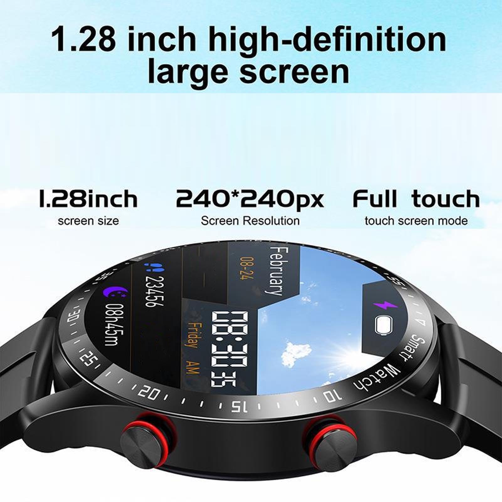 ASHATA Inteligentny Zegarek, Business Watch Professional Watch z 1.5 Cali Pełny Ekran Dotykowy 4 Twarze Zegarków BT Call Powiadomienia Fitness Tracker dla Mężczyzn Kobiety