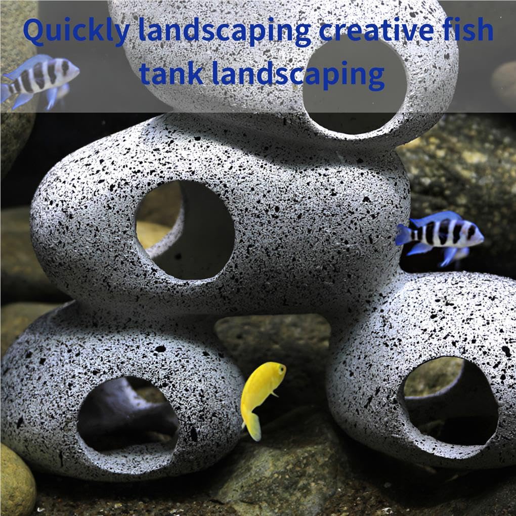 3 set acquario grotta fori multipli nascondiglio di pesce decorazione acquario caverna impermeabile gamberetti allevamento pietra per acquario decorazione stile 1