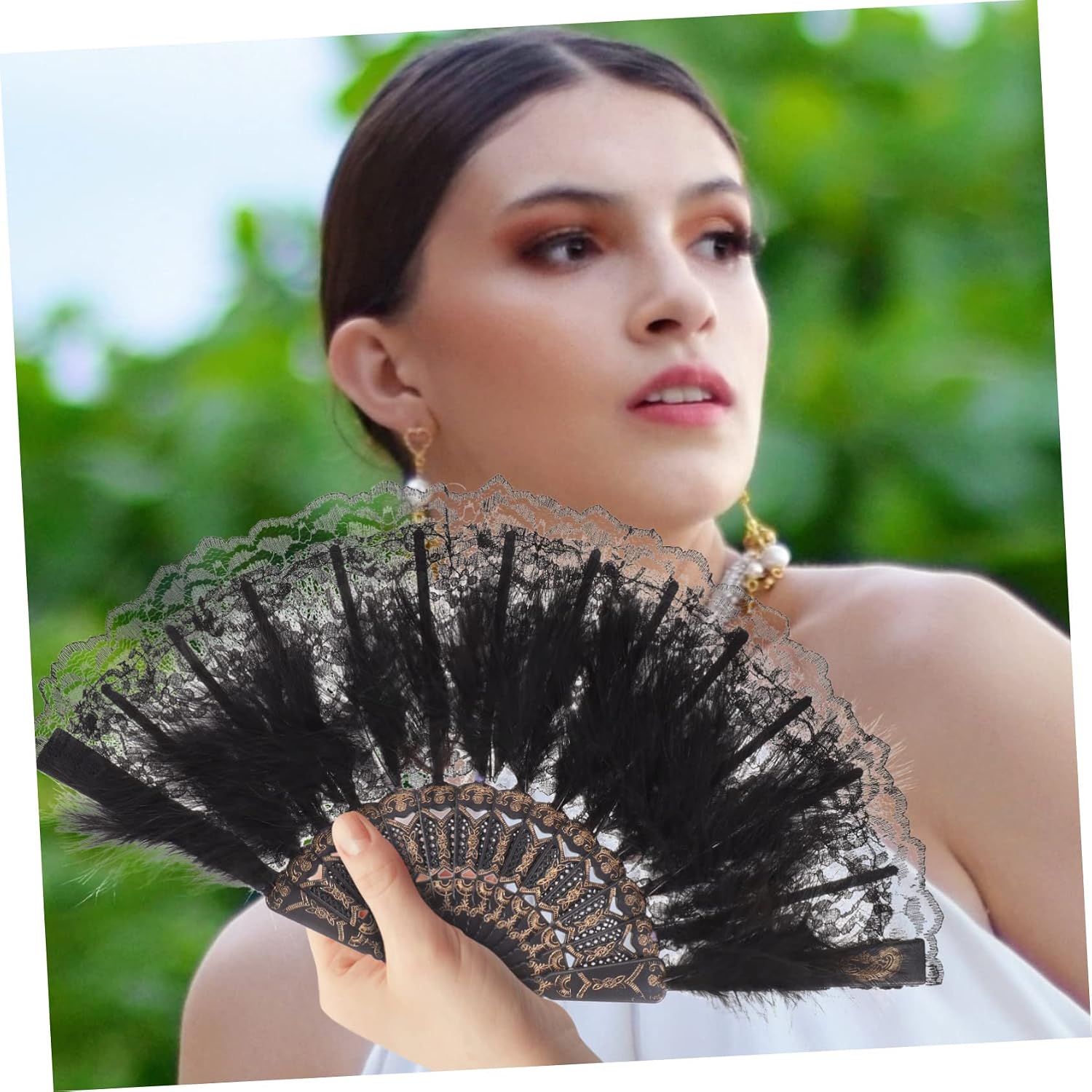 ORFOFE Plume Folding Fan for Dancing Wedding Gifts Photography Prop image 4