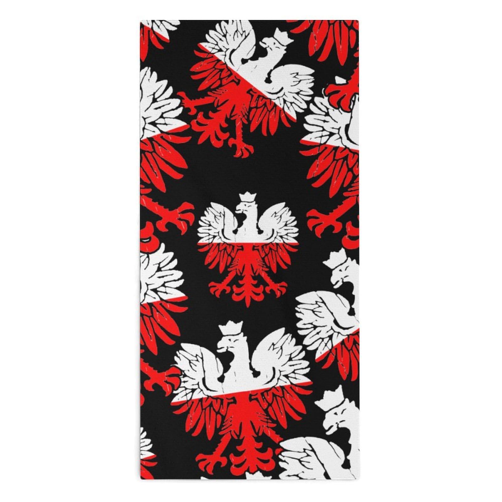 NCLQVJXZKHW Poland Flag Polish Ea-gles Hand Towels Soft Face Towel Gym Bathroom Travel Hotel 13"x28"