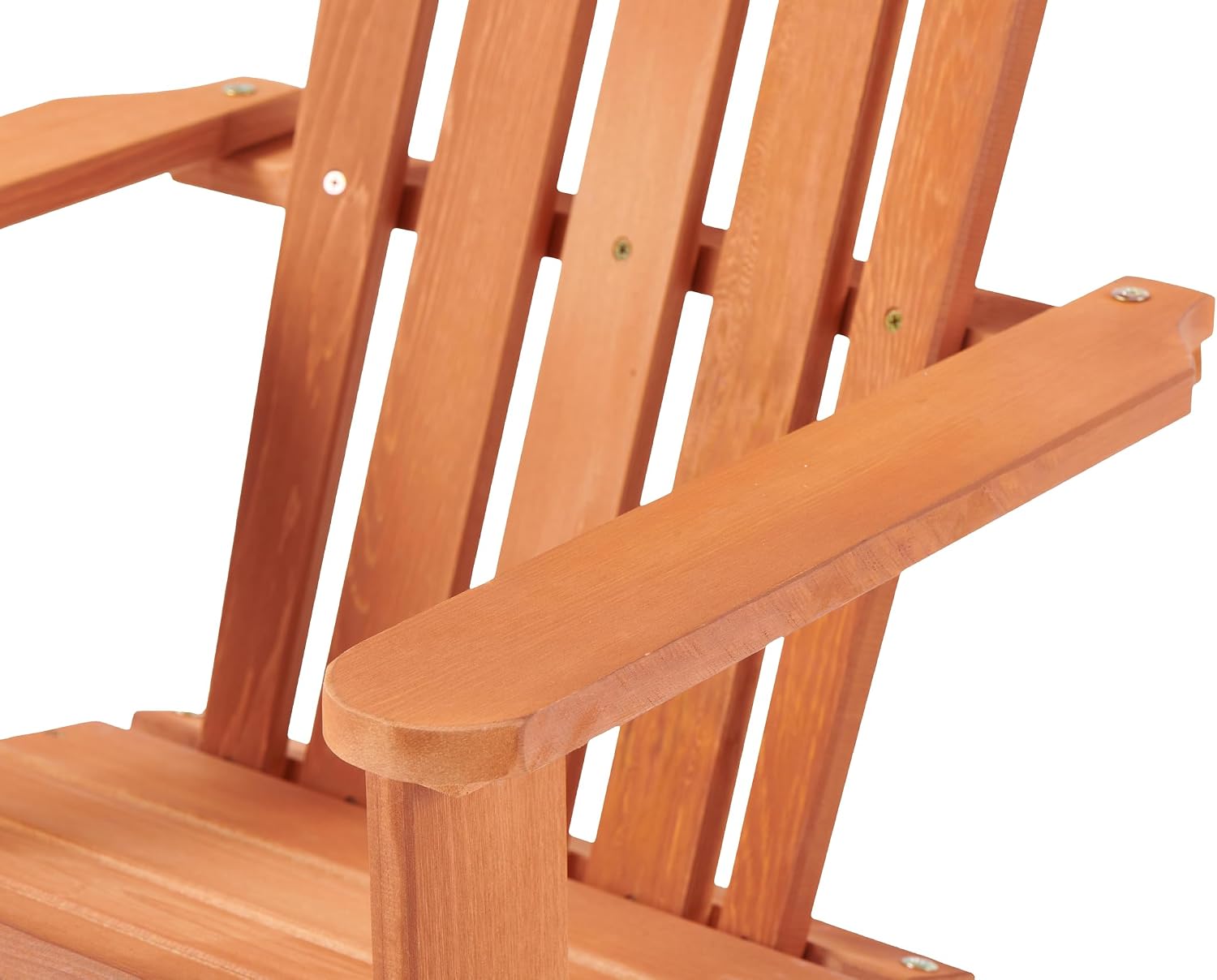 Kids Wooden Adirondack Chair – Solid Hemlock Wood, Natural Finish with Red Accents, 19.5" D x 19" W x 24" H, 80 lbs Capacity, for Indoor & Outdoor Use