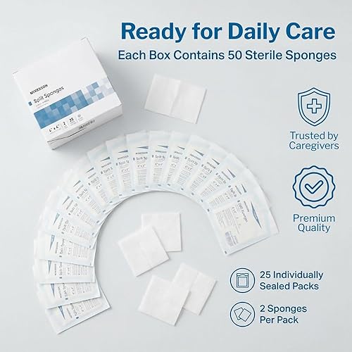 Miniatura 6 de McKesson Esponjas Partidas de Alta Absorción, 6 Capas Estériles, Apósitos para I.V. y Traqueostomía, Mezcla de Poliéster/Rayón, 4 pulgadas x 4