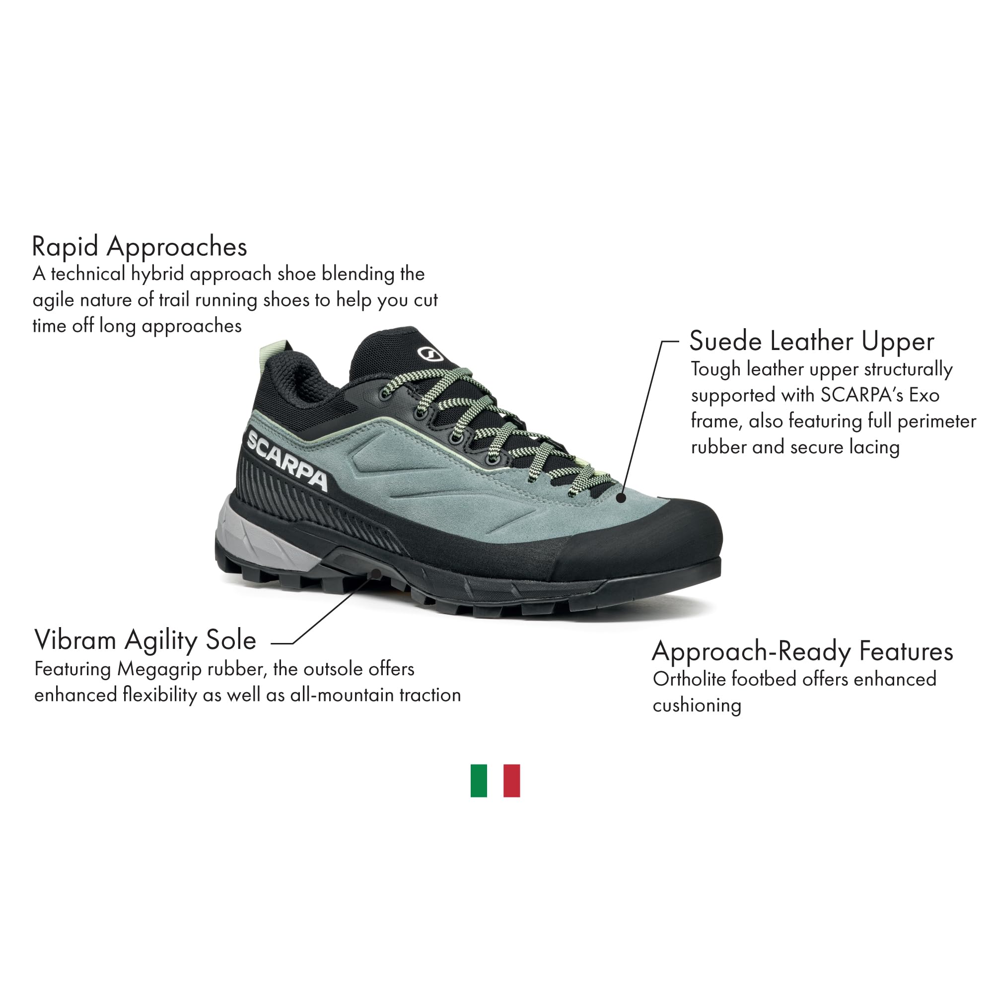 SCARPA Women's Rapid XT Leather Hiking & Approach Shoes - Conifer/Sunny Lime - 7.5 Women/6.5 Men