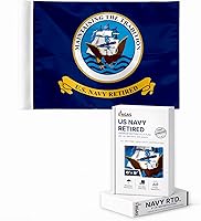 Vista 1 de AGAS - Bandera azul marino para motocicleta retirada, 6 x 9 pulgadas, poliéster de punto impreso de doble cara, bordes de doble costura, bandera