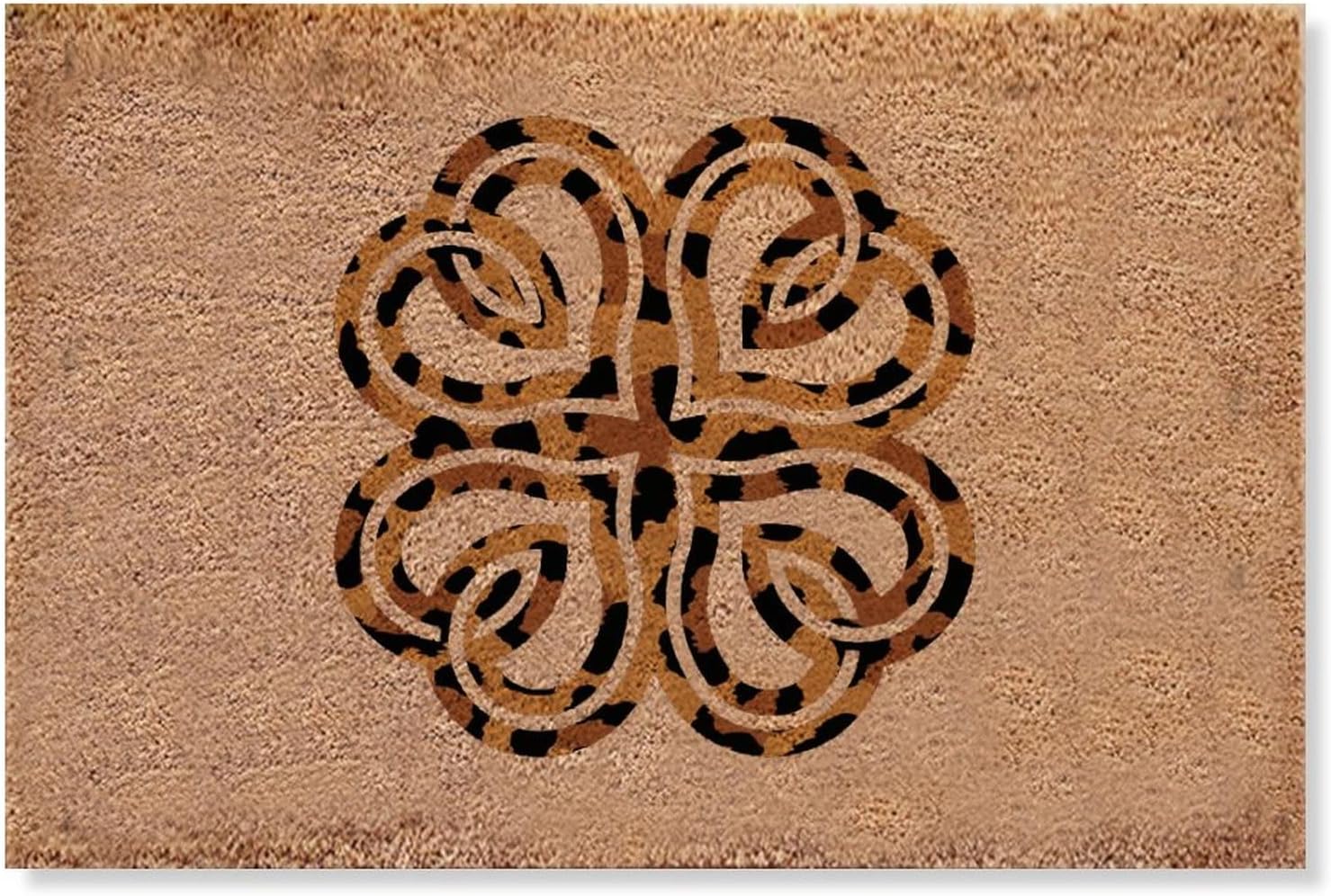 Leopard Four Leaf Clover Coconut Shell Floor Mat Spring