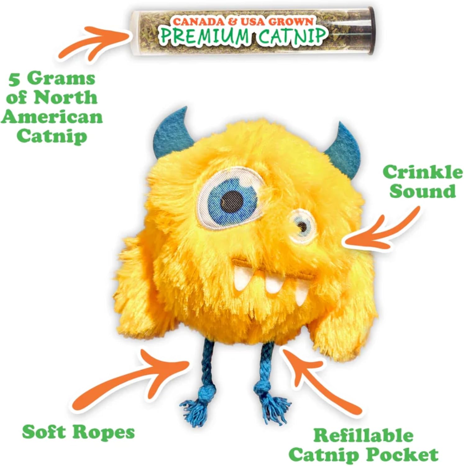 Meowijuana Refillable Cat Toys | Get Silly Trio - 3 Pack Catnip Toys | Includes Potent Hand Harvested Catnip Grown in North America | Promotes Play and Cat Health