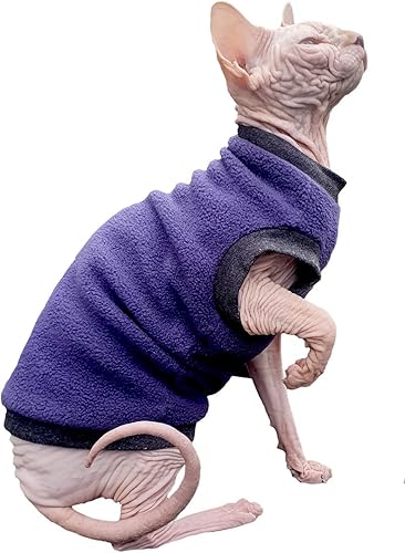 Miniatura 4 de Jersey de gato de forro polar violeta para Sphynx y gatos desnudos (pequeño)