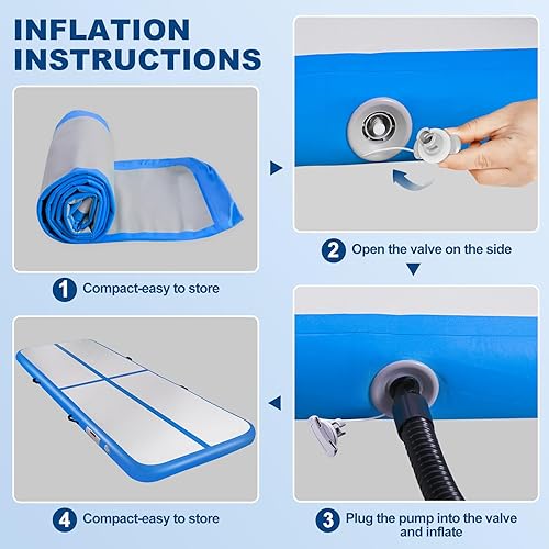 Miniatura 4 de Colchoneta inflable de gimnasia de 101316202326 pies, 48 pulgadas de grosor, pista de gimnasia inflable para el hogar, yoga, piso, animadoras, agua