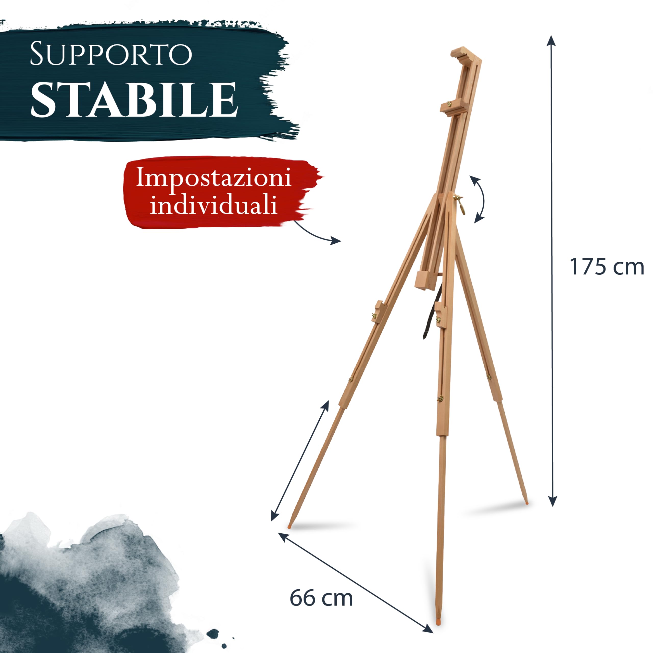 Artina Cavalletto portatile per artista – supporto regolabile in legno per pittura e disegno da viaggio – esposizione di cartelli di nozze