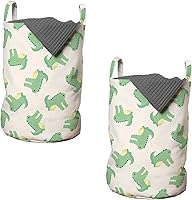 Vista 79 de Lunarable Bolsa de lavandería de tren, patrón de dibujos animados de locomotora dibujada digital con rieles de ferrocarril, cesta con asas, cierre