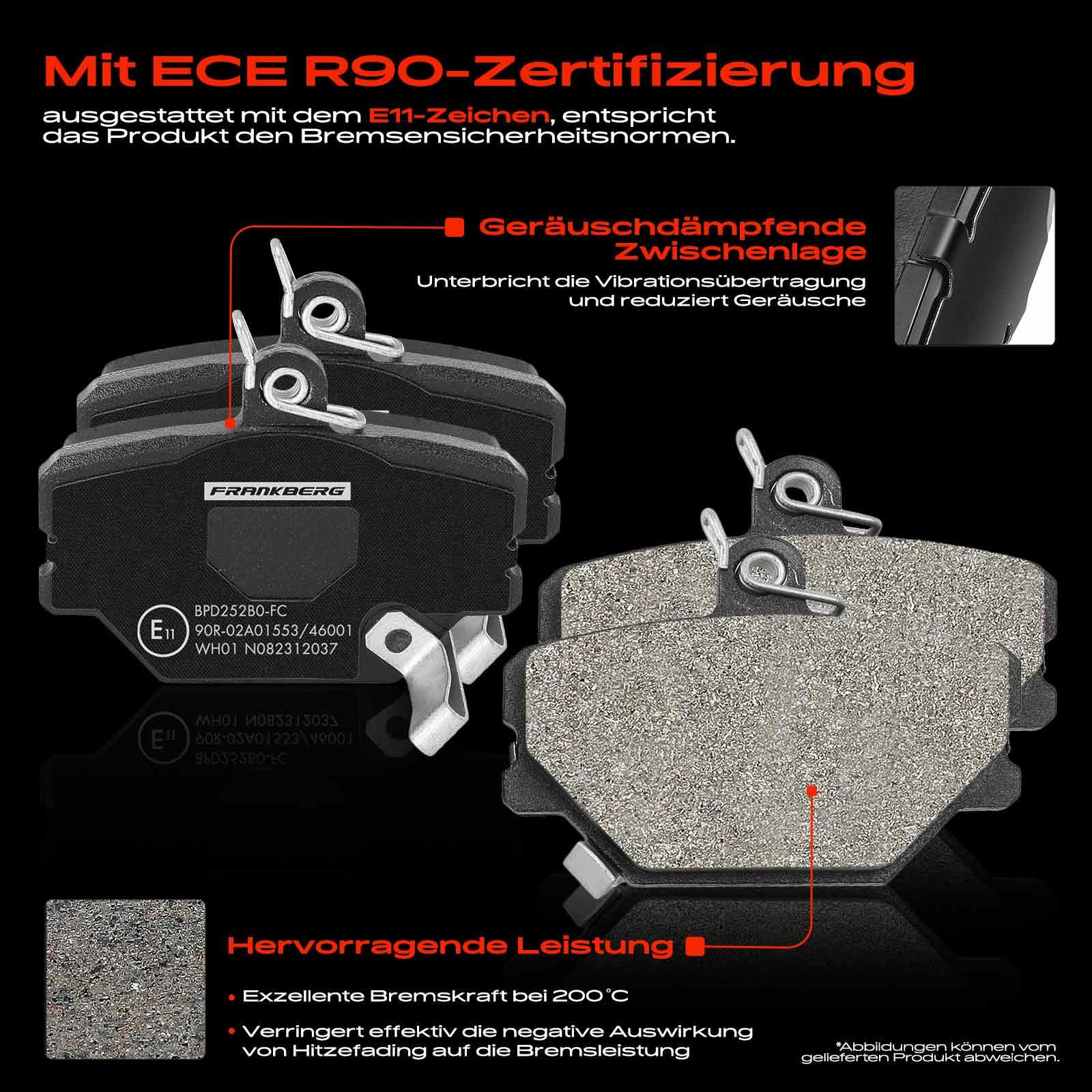 Frankberg 2x Bremsscheiben + 4x Bremsbeläge Vorne 4514210210 | Kompatibel mit Crossblade 450, Cabrio 450, Fortwo Coupe 451, Fortwo Coupe 450, City-Coupe 450, R.o.a.d.s.t.e.r Coupe 452