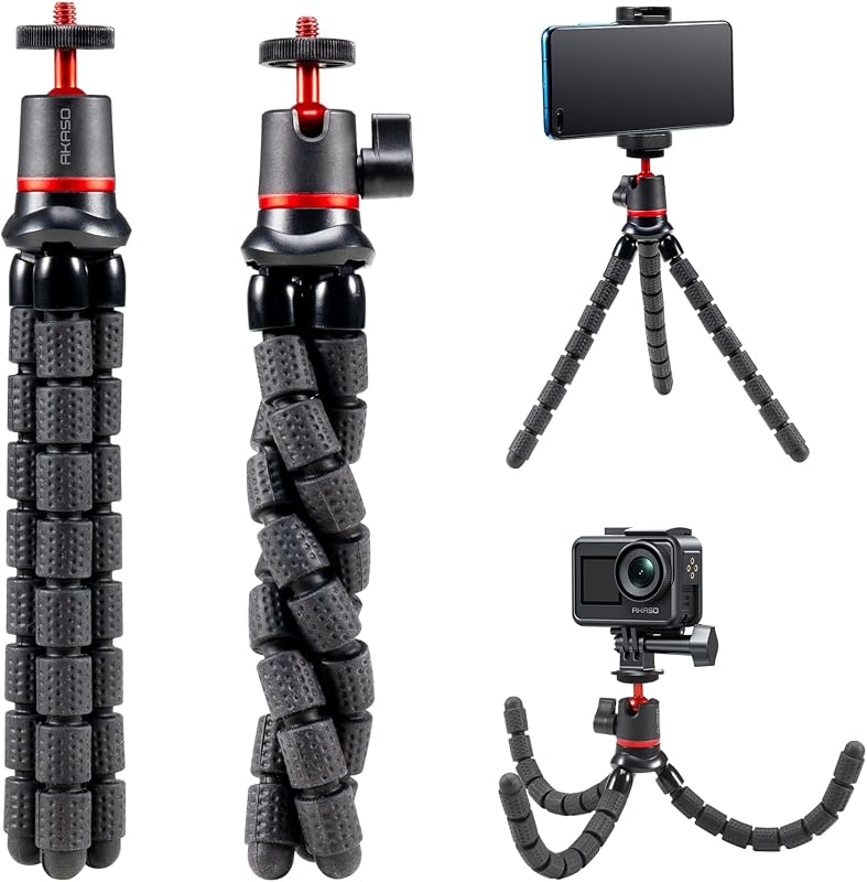 Trípode flexible Selfie Stick para cámara de acción Video Vlog | Compatible con AKASO EK7000/Brave 4/EK7000 Pro/Brave 7 LE/Brave 7/GoPro Hero 13/12/11/10/ 9/Max/DJI Osmo Action 5/4/3