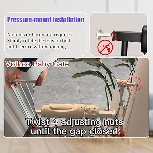 Miniatura 5 de Puertas para bebés extra anchas de 48 a 53 pulgadas, puerta grande para bebé, para escaleras, para mascotas, puertas para interiores, para puertas,