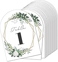 Vista 14 de Big Dot of Happiness Tarjetas de números de mesa verde salvia, tarjetas de doble cara de 5 x 7 pulgadas, tarjetas de recepción de boda, fiesta